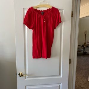 LRL Lauren Jeans Co Red Short Sleeve Blouse-Size2X